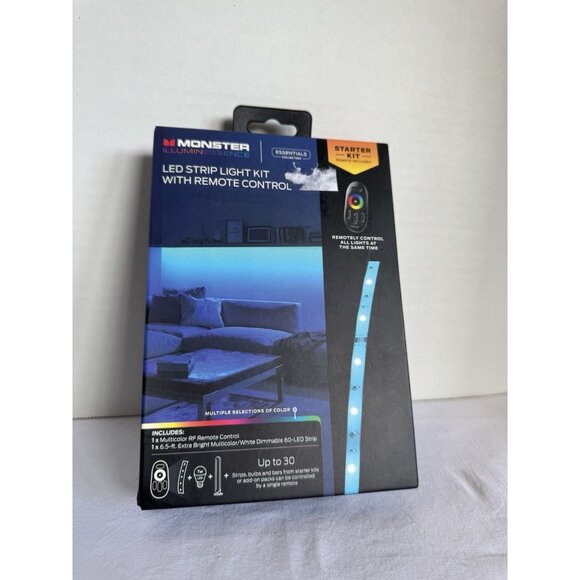 MONSTER Illuminessence LED STRIP LIGHT KIT & Remote Multicolor/White/Dimmable - Picture 1 of 2